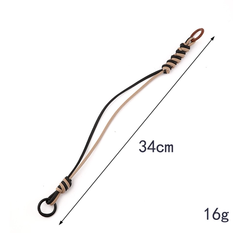 Handmade Woven PU Leather Phone Lanyard Keychain Two-Tone Bag Charm Replacement Handle Strap With Metal Rings For Women