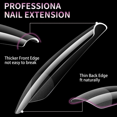 Extra Lange Full Cover Nageltips Heldere Hars Acryl Multi Vormen Verlenging DIY Manicure Prof