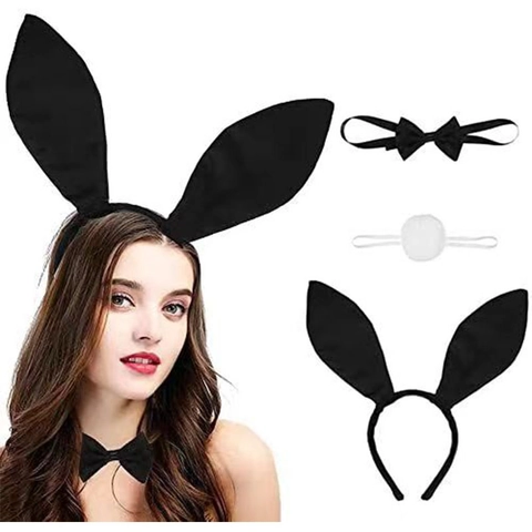 Cerchietto Orecchie Da Coniglio Papillon E Coda Di Peluche Accessori Per Costumi Halloween Pasqua Festa Cosplay
