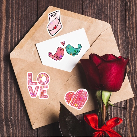 Holographic Laser Love Heart Stickers Waterproof Vinyl DIY Laptop Phone Case Decals Romantic Wedding Valentine's Day Decoration