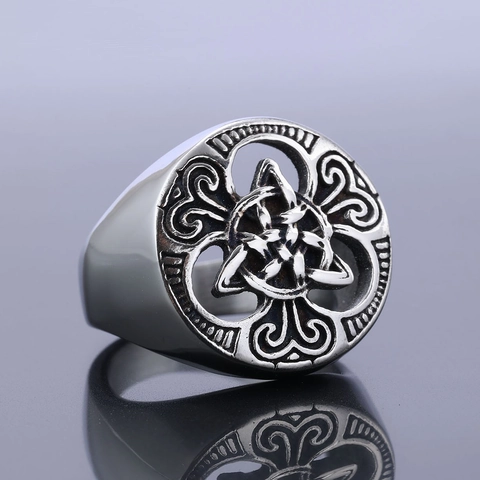 Vintage Keltenknoten Ring Edelstahl Durchbrochener Wikinger Punk Band Schmuck Für Herren Damen
