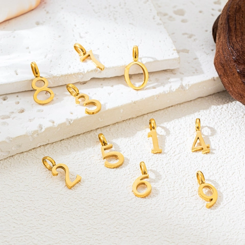 Ciondoli Numeri Minimalisti Acciaio Inossidabile Placcato Oro 18K Numeri Arabici Accessori Per Creazione Gioielli DIY
