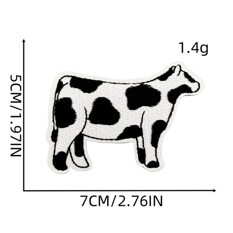Embroidery Patches Cow Print Black And White Iron On Appliques For Clothing Heart Lightning Shape Fabric Decorative