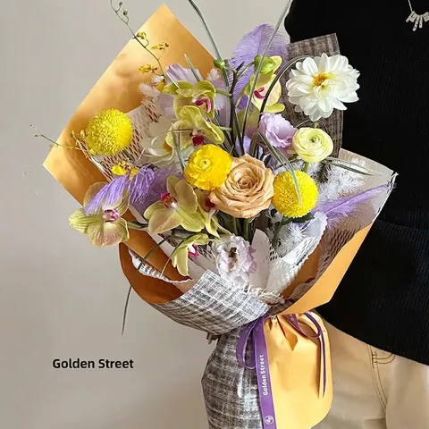Floral Wrapping Paper Abstract Texture Quiet Luxury Style Retro Bouquet Decoration Gift Packaging Thick Durable Material