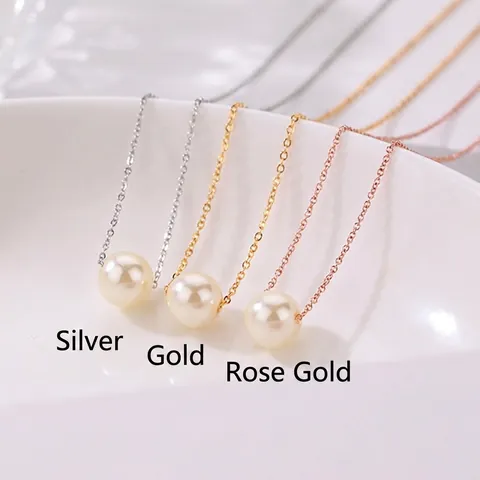 Collana Con Ciondolo Di Perla Artificial Semplice Catena A Serpente In Lega Girocollo Gioielli Eleganti Da Donna Accessorio
