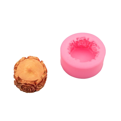Rose Flower Relief Silicone Mold Cylindrical DIY Baking Tool For Fondant Cake Handmade Soap Chocolate