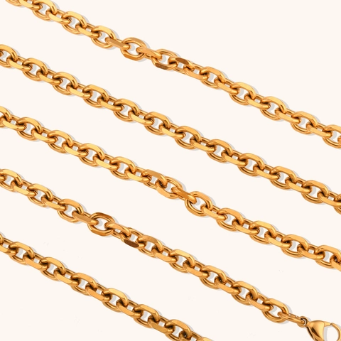 Hip Hop Stainless Steel Link Chain Necklace For Women 18K Gold Plated Cross Chain Bracelet Anklet Waist Chain Fashion Jewelry
