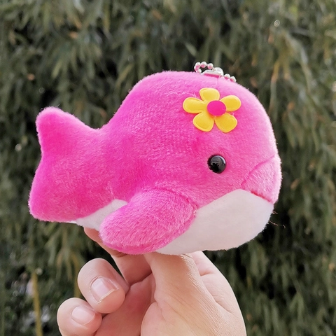 Cartoon Whale Dolphin Plush Toy Pendant Soft Stuffed Animal Bag Charm Keychain Decorative Gift For Kids Women Girls
