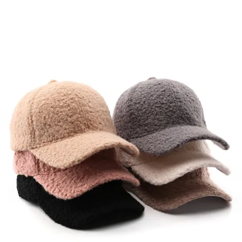 Plush Teddy Fleece Baseball Cap Warm Sherpa Winter Hat Adjustable Solid Color Outdoor Sunshade For Men Women