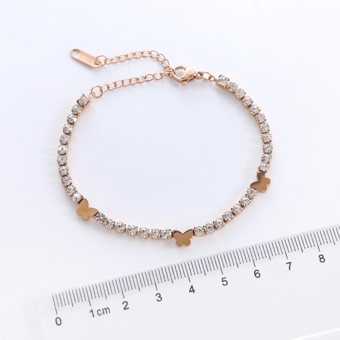 Edelstahl Schmetterling Tennis Armband Für Damen Funkelnde Zirkonia Strass Eingelegt Verstellbare Kette Schmuck Geschenk