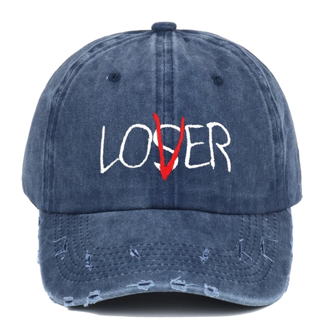 Gorra De Béisbol Algodón Lavado Bordado Loser Lover Distressed Vintage Street Style Gorra Sol Ajustable