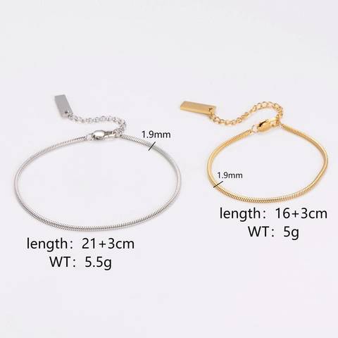 Bracciale Cavigliera Catena A Serpente Acciaio Inossidabile 304 Minimalista Geometrico Ciondolo Quadrato Regolabile