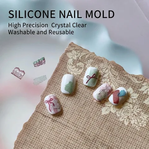 High Transparency Silicone Nail Art Mold Embossed Butterfly Lace Lattice DIY Decoration Tool Reusable