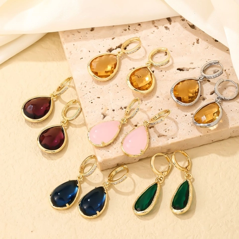 Koreanische Vintage Kupfer Tropfen Ohrringe Für Damen Eingelegt Zirkonia Gold Silber Überzogen Elegant Mode Tropfenschmuck Ohrring