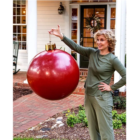 Large Christmas Inflatable Ball Ornament PVC Mirror Finish Seamless Giant Xmas Bauble For Outdoor Garden Yard Party Indoor Decoration