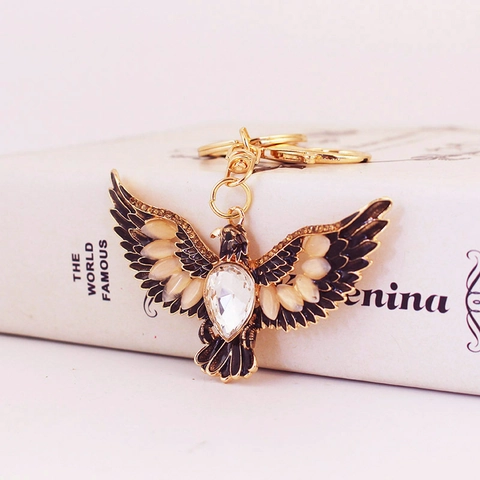 Portachiavi Aquila Vintage Con Strass Cristallo Lega Animale Ciondolo Da Borsa Per Donna Lusso