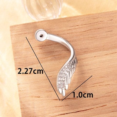 Elegant Wing Ear Bone Clip With Copper Earring Post Cubic Zirconia Inlaid Stud Earrings Fashion Jewelry For Women