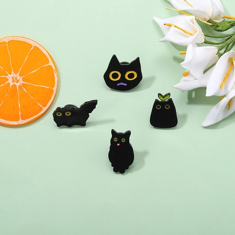 Simpatica Spilla in Smalto per Gatto Nero a Cartoni Animati in Lega Distintivo per Revers per Zaino Abbigliamento Accessorio Gioielli Decorativi