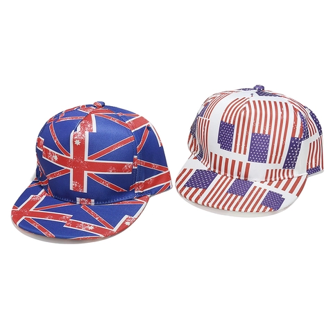 Hip Hop Flat Brim Baseball Cap Polyester Flag Dollar Starry Sky Eagle Skull Pumpkin Print Sun Hat For Men Women Outdoor Streetwear