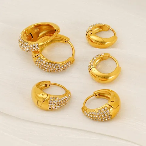 Huggie Hoop Ohrringe Edelstahl 18K Vergoldet Strass Geometrische U Form Minimalistischer Modeschmuck Für Damen