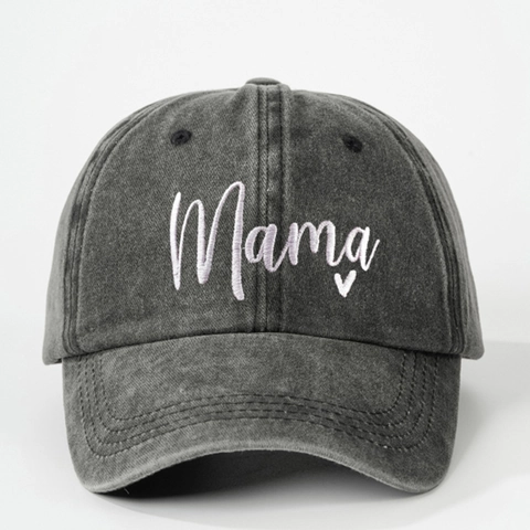 Casquette De Baseball En Coton Lavé Mama Broderie Cœur Chapeau De Soleil Ajustable Pour Femmes Outdoor Casual Respirant Style Rétro