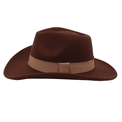 Wide Brim Fedora Hat Vintage Cowboy Style Cotton Felt Jazz Cap With Ribbon Band For Unisex Outdoor Travel Sun Protection