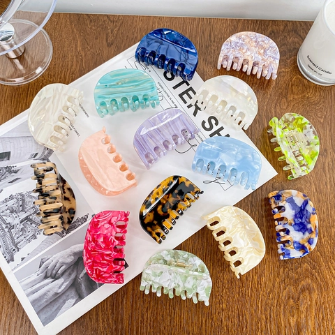 Acetate Hair Claw Clips Marble Tortoise Shell Pattern Large Hair Jaw Clamps Geometric Styling Accessories For Women