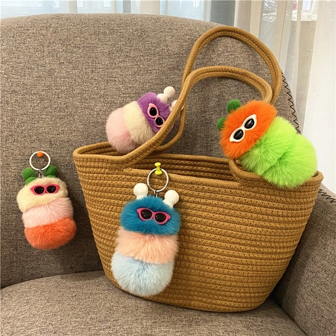 Portachiavi In Peluche A Forma Di Bruco Simpatico Mostro Dei Cartoni Animati Ciondolo Per Borsa Con Occhiali Da Sole