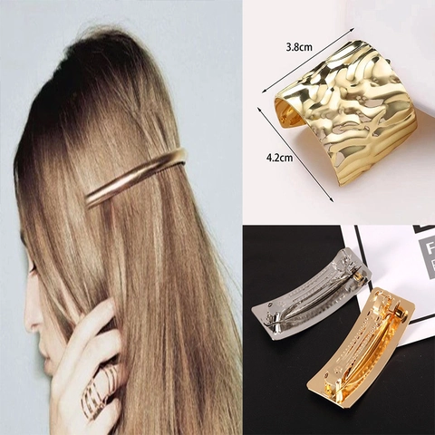 Fermagli Per Capelli Minimalisti In Metallo Per Donna Fermagli A Molla Rettangolari Geometrici Spazzolati E Bacchetta