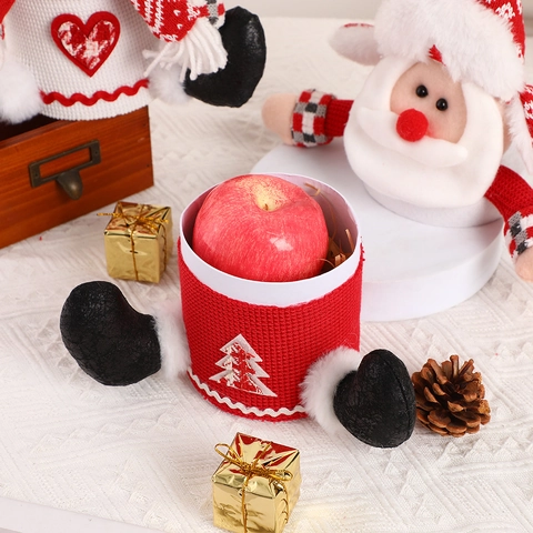 Scatole Di Immagazzinaggio Di Natale Tessuto Maglia Cartone Animato Babbo Natale Pupazzo Di Neve Renna Scatole Regalo Decorazione