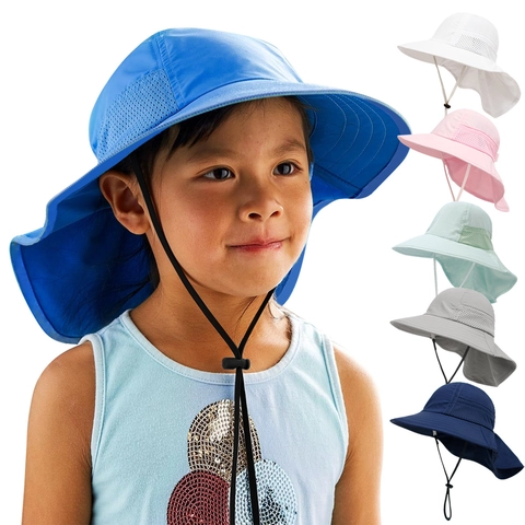 Kinder Sonnenschutzhut Mit Nackenschutz Atmungsaktives Netz Sommer Outdoor Anglerhut Für Jungen Mädchen Verstellbare Winddichte Kappe