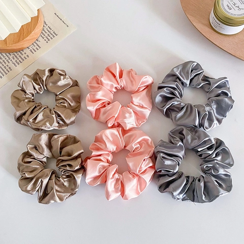 Scrunchies De Satén Satén Estampado De Leopardo Gomas Elásticas Para El Cabello Brillantes Suaves Diadema De Moda Para Mujeres Niñas