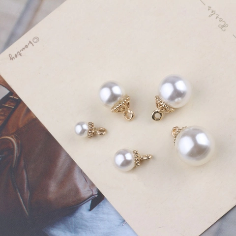 Legierung Künstliche Perle Anhänger Gold Blume Kappe Imitation Rund Für DIY Schmuckherstellung Zubehör Ohrringe Accessoires
