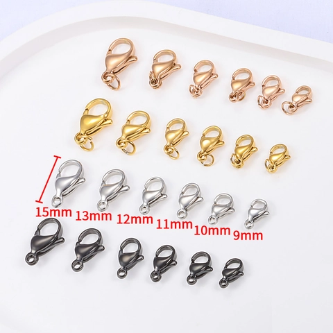 Stainless Steel Lobster Clasps Jewelry Findings Connectors For DIY Necklace Bracelet Making Polished Multi Color Accessories