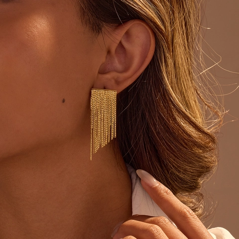 Orecchini a Goccia in Catena di Nappine in Acciaio Inossidabile per Donna Moda Stile Ins Orecchini Lunghi Pendenti Gioielli Regalo