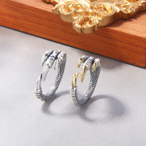 Retro Drachenkrallen Ring Legierung Verstellbar Punk Adlerklaue Fingerring Für Damen Herren Vintage Gothic Schmuck