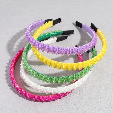 Beaded Headband Colorful Crystal Rhinestone Handmade Vintage Fashion Hair Hoop For Women Hair Accessories