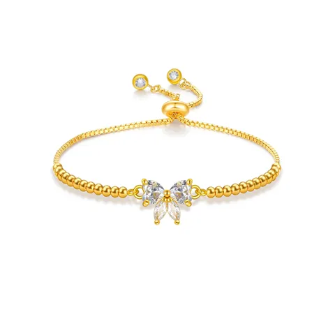 Lussuoso Bracciale Bolo Regolabile In Lega Con Zirconia E Farfalla Fiocco Per Donna Gioielli Di Moda Placcato Oro Argento Bracciale Tennis
