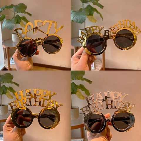 Happy Birthday Party Sonnenbrille Galvanisierter Kunststoff Neuheit Lustige Buchstaben Rahmen Brille Feier Foto Requisiten
