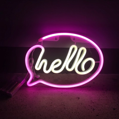 Hello Neon Sign LED Light Letter Shaped USB Battery Powered Wall Hanging Decor Creative Decorative Plastic For Room Party