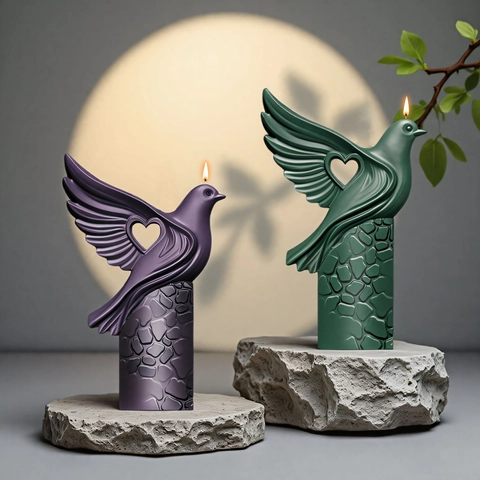 Peace Dove Silicone Candle Mold 3D Bird Heart Shape DIY Aromatherapy Plaster Craft Tool Valentine Home Decoration