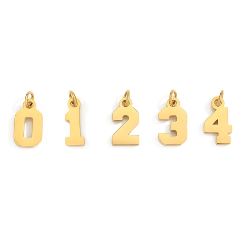 Ciondolo Numeri Arabi in Acciaio Inossidabile 316L Colore Oro Argento Piccolo Fascino Numerale Per Collana Fai-da-te Gioielli