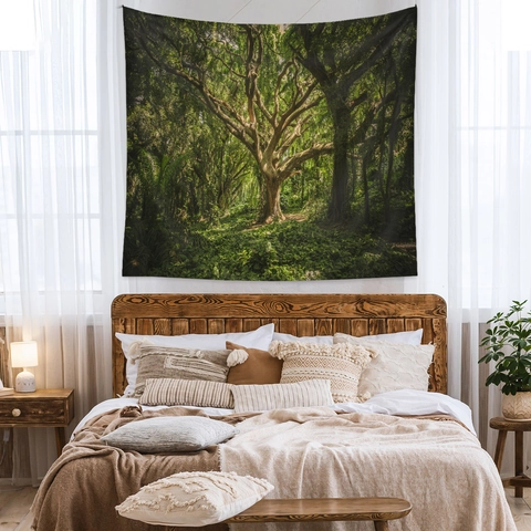 Forest Landscape Tapestry Wall Hanging Polyester Nature Scenery Art Print For Living Room Bedroom Home Decor