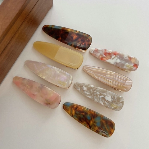 Mollette Per Capelli In Acetato Retrò Per Donna Stile Coreano Lavaggio A Inchiostro Marmo Goccia Becco D'anatra Clip Laterali Forcine Eleganti
