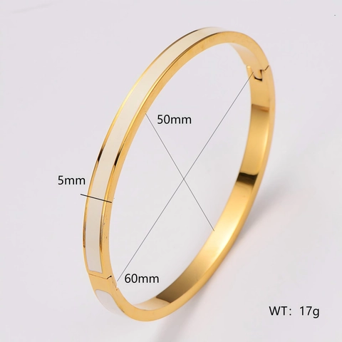 Bracciale Rigido Ovale A Cerniera Per Donna Acciaio Inossidabile 304 Placcato Oro Smalto Gioielli Di Moda Geometrici