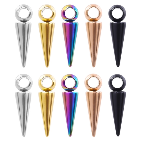 Cone Spike Pendant Stainless Steel Geometric DIY Jewelry Making Accessories For Necklaces Bracelets Punk Gothic Style