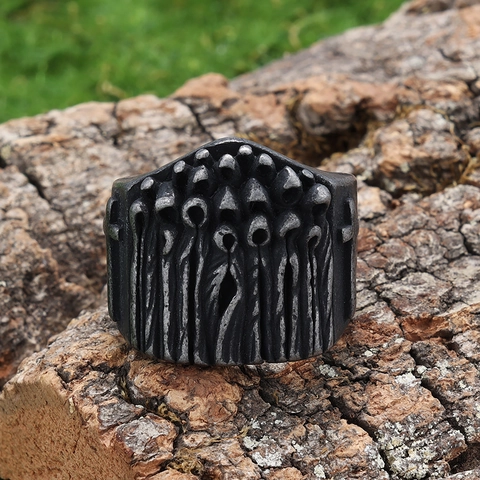 Anello Punk Gotico Vintage Uomo Acciaio Inossidabile 316L Figura Cappuccio Rilievo Croce Stile Scuro Gioielli