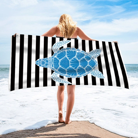 Microfiber Beach Towel Quick Dry Absorbent Large Ocean Sea Turtle Mermaid Tropical Print Summer Vacation Bath Towel