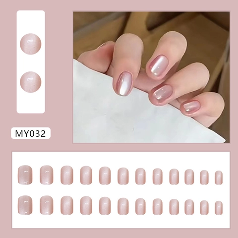 Rosa Transparente Cat Eye Press On Nails Abnehmbare Quadratische Künstliche Fingernägel Kristall Perlglanz Glänzend