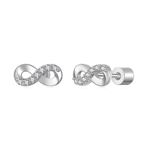 Pendientes de Botón de Plata de Ley 925 Con Moissanita Infinito Para Mujer Color D Moissanita Incrustada Joyería Fina Elegante Regalo